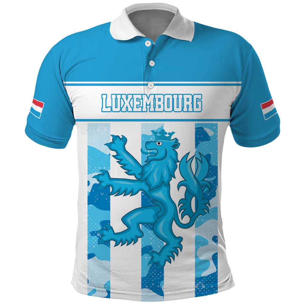 Personalized Luxembourg Polo Shirt Roude Leiw Grunge Style