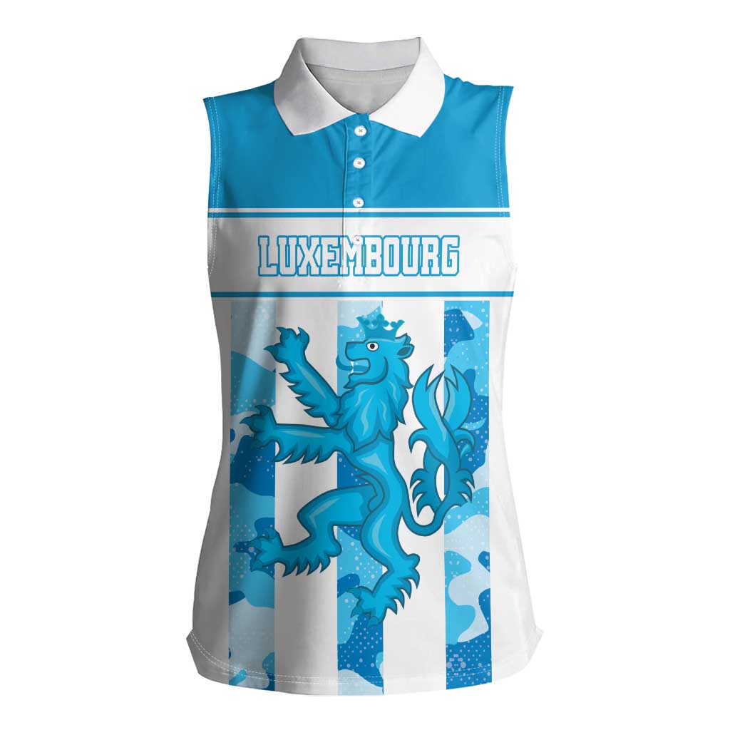 Personalized Luxembourg Women Sleeveless Polo Shirt Roude Leiw Grunge Style - Wonder Print Shop