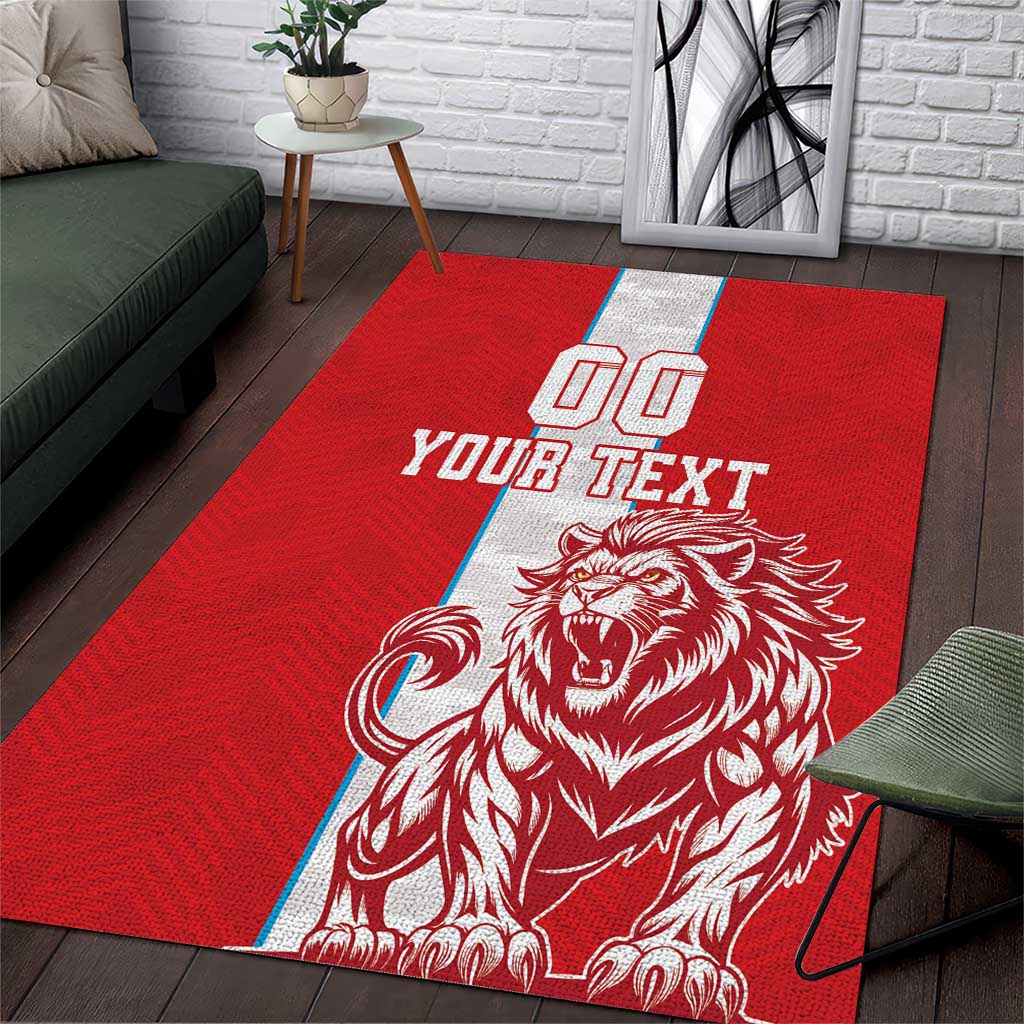 Custom Luxembourg Football Area Rug Les Lions Rouges