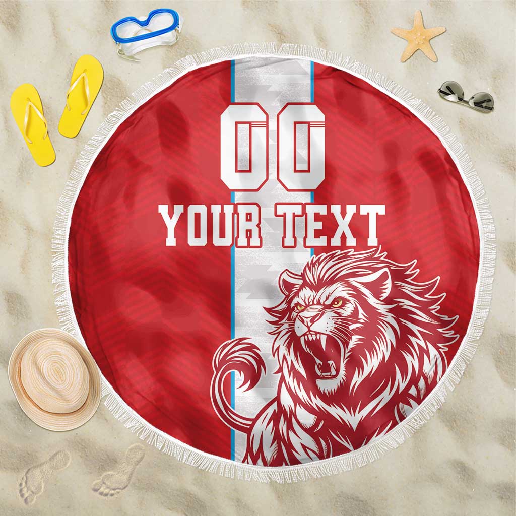 Custom Luxembourg Football Beach Blanket Les Lions Rouges - Wonder Print Shop