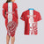 Custom Luxembourg Football Couples Matching Long Sleeve Bodycon Dress and Hawaiian Shirt Les Lions Rouges - Wonder Print Shop