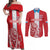 Custom Luxembourg Football Couples Matching Off Shoulder Maxi Dress and Long Sleeve Button Shirt Les Lions Rouges - Wonder Print Shop