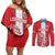 Custom Luxembourg Football Couples Matching Off Shoulder Short Dress and Long Sleeve Button Shirt Les Lions Rouges - Wonder Print Shop