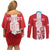 Custom Luxembourg Football Couples Matching Off Shoulder Short Dress and Long Sleeve Button Shirt Les Lions Rouges - Wonder Print Shop