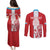 Custom Luxembourg Football Couples Matching Puletasi and Long Sleeve Button Shirt Les Lions Rouges - Wonder Print Shop