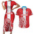 Custom Luxembourg Football Couples Matching Short Sleeve Bodycon Dress and Hawaiian Shirt Les Lions Rouges - Wonder Print Shop