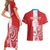 Custom Luxembourg Football Couples Matching Short Sleeve Bodycon Dress and Hawaiian Shirt Les Lions Rouges - Wonder Print Shop