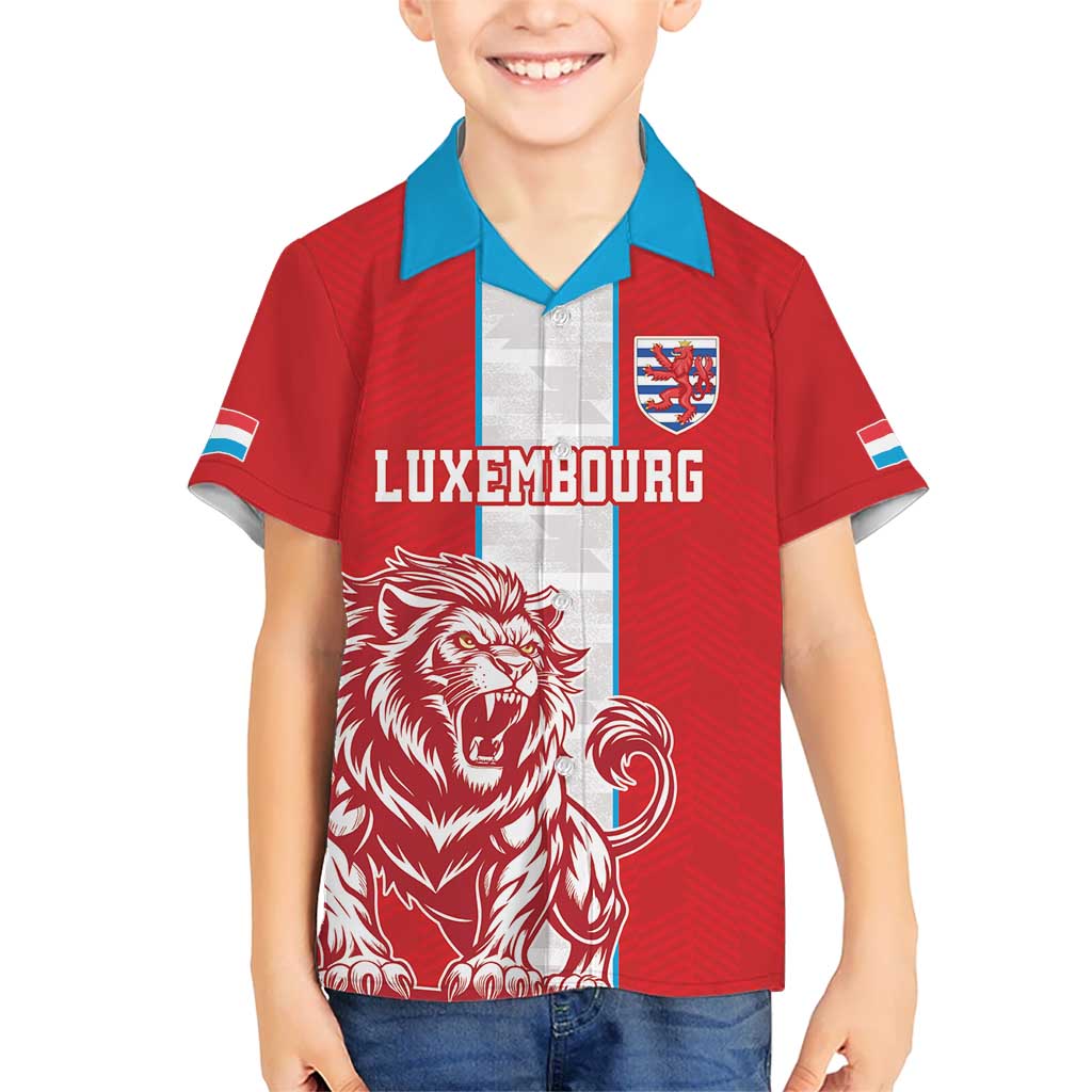 Custom Luxembourg Football Kid Hawaiian Shirt Les Lions Rouges - Wonder Print Shop