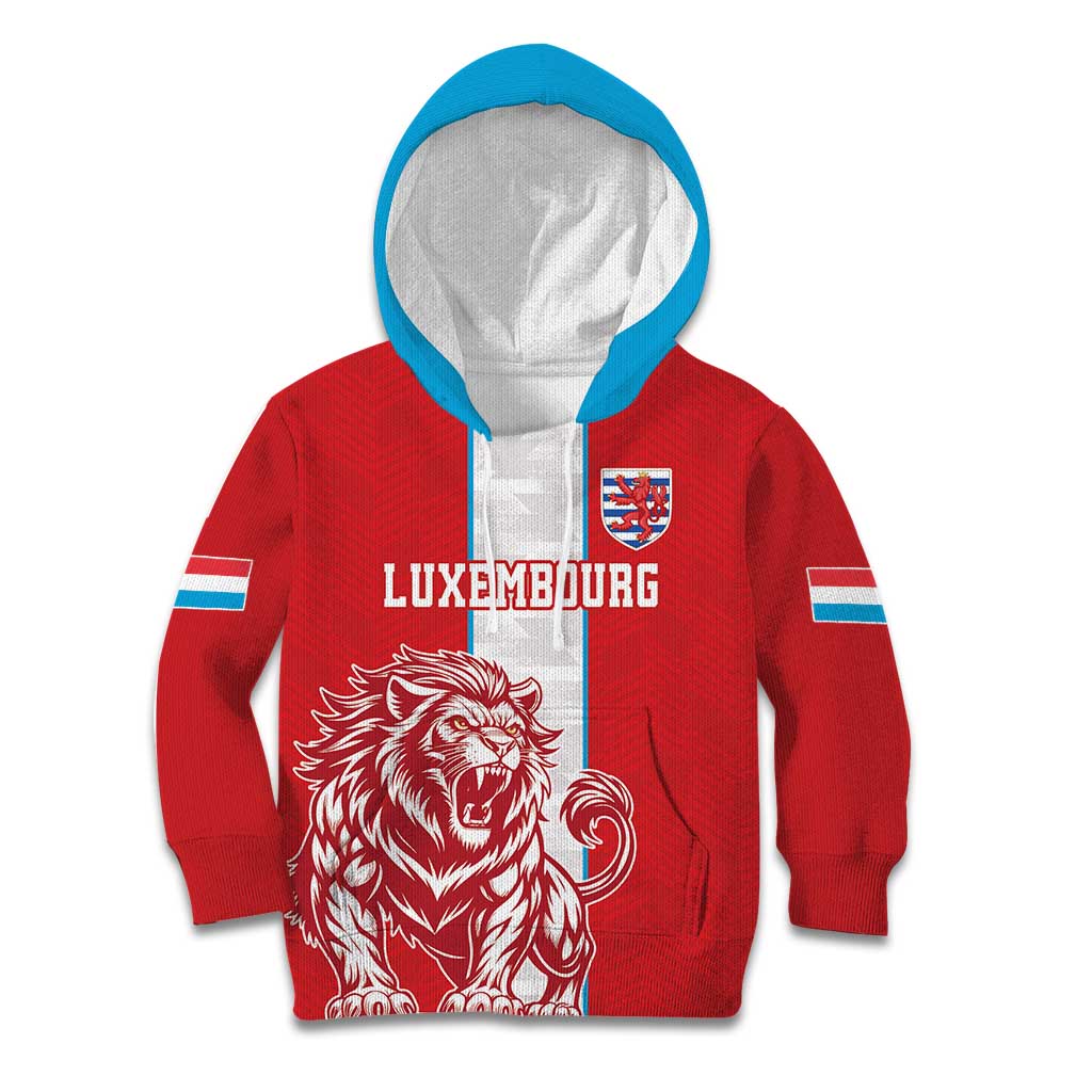 Custom Luxembourg Football Kid Hoodie Les Lions Rouges - Wonder Print Shop