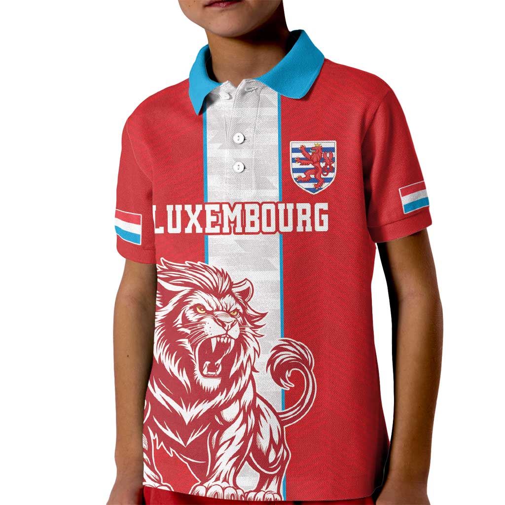 Custom Luxembourg Football Kid Polo Shirt Les Lions Rouges - Wonder Print Shop