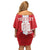 Custom Luxembourg Football Off Shoulder Short Dress Les Lions Rouges - Wonder Print Shop