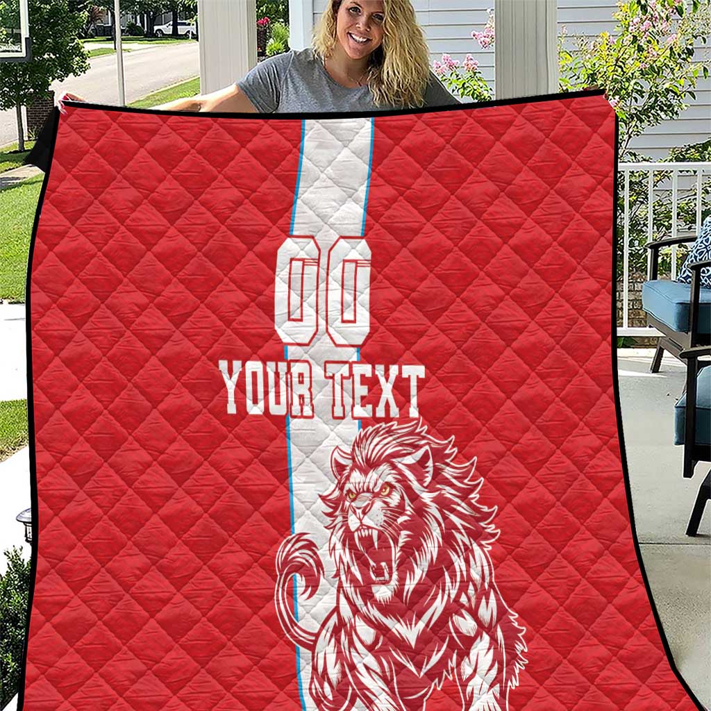 Custom Luxembourg Football Quilt Les Lions Rouges