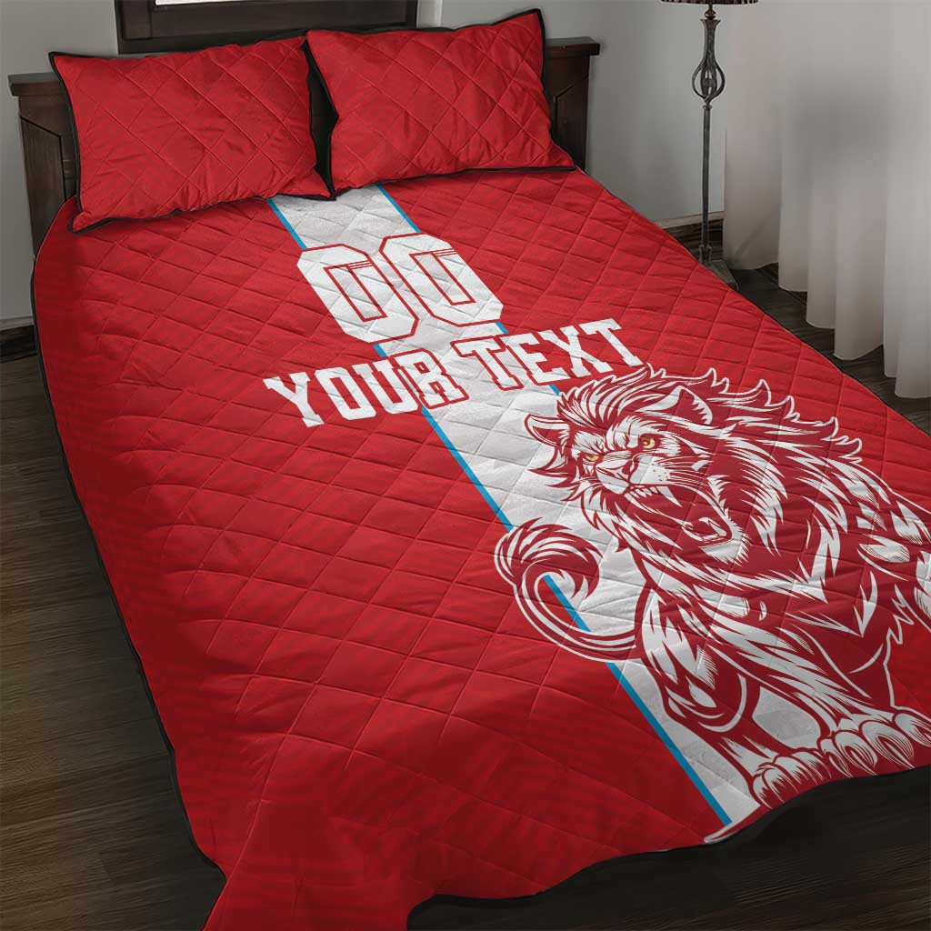 Custom Luxembourg Football Quilt Bed Set Les Lions Rouges - Wonder Print Shop