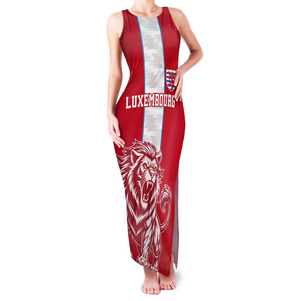 Custom Luxembourg Football Tank Maxi Dress Les Lions Rouges - Wonder Print Shop