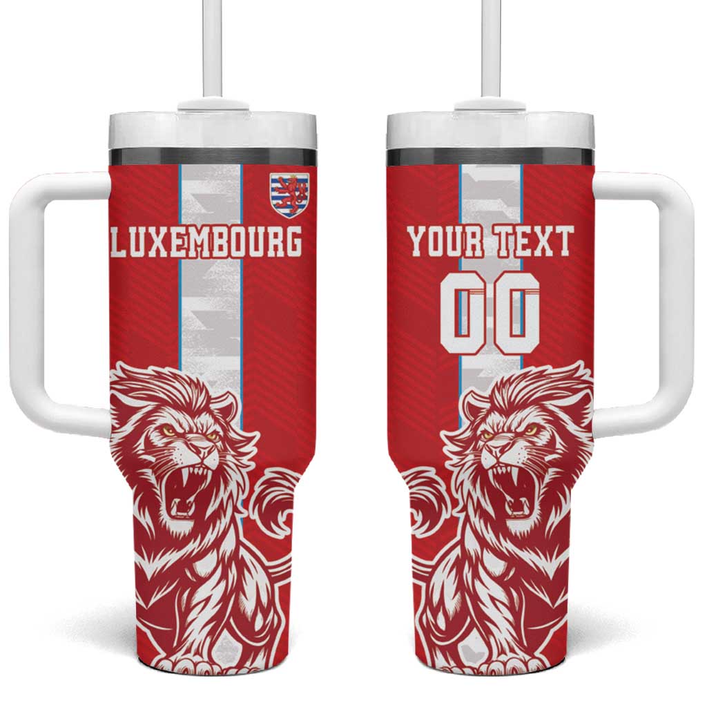 Custom Luxembourg Football Tumbler With Handle Les Lions Rouges