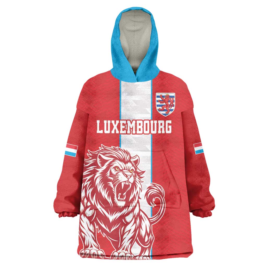 Custom Luxembourg Football Wearable Blanket Hoodie Les Lions Rouges