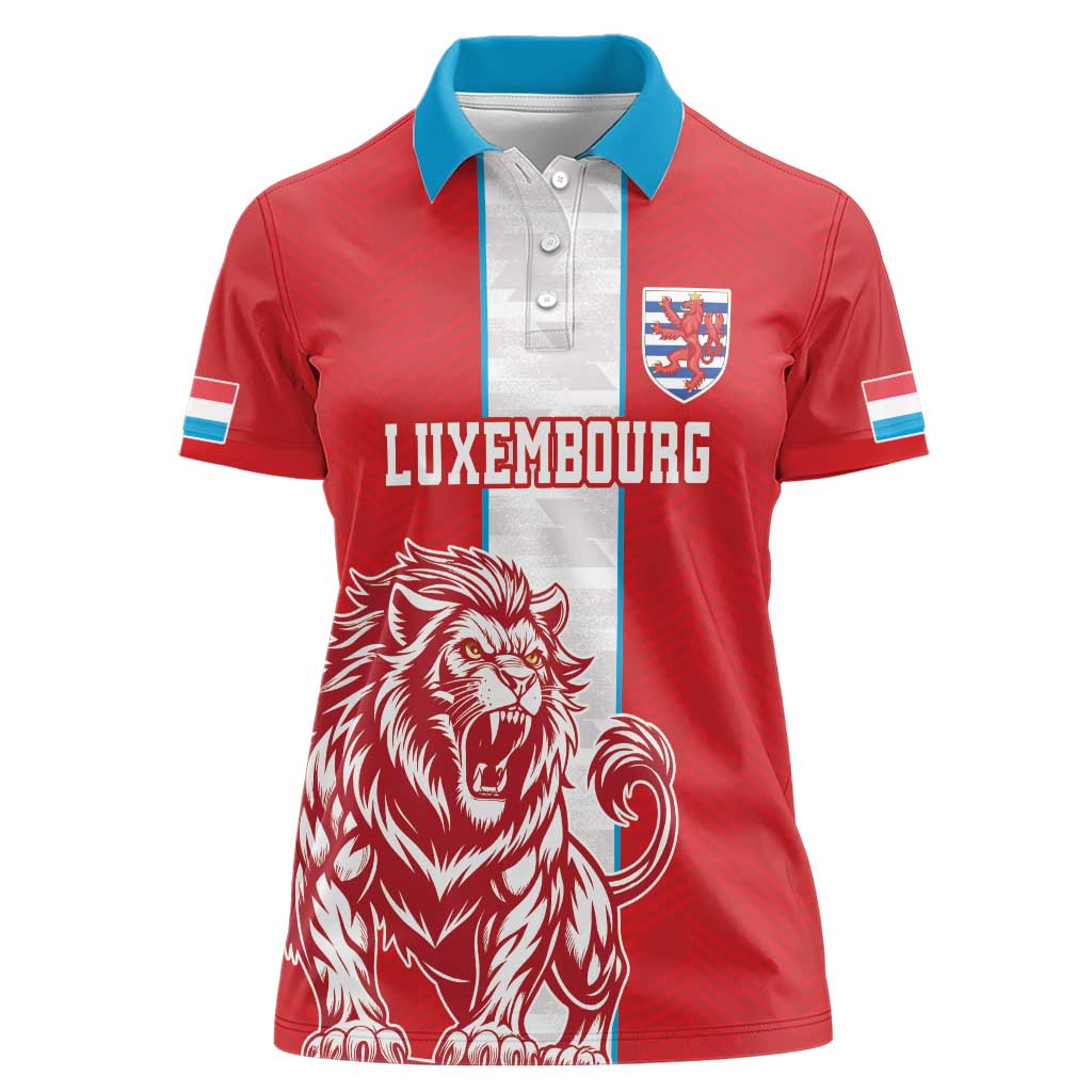 Custom Luxembourg Football Women Polo Shirt Les Lions Rouges - Wonder Print Shop