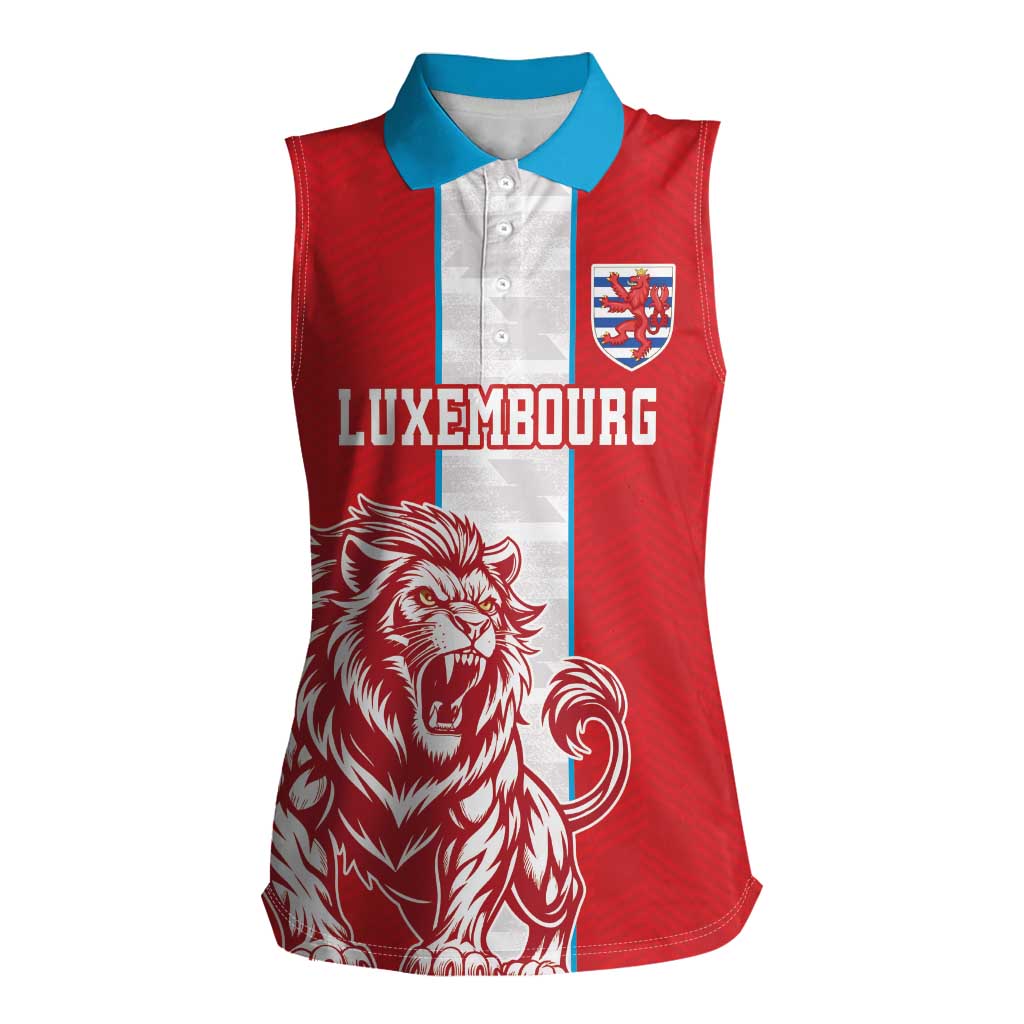 Custom Luxembourg Football Women Sleeveless Polo Shirt Les Lions Rouges - Wonder Print Shop