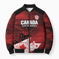 Custom Canada Soccer Bomber Puffer Jacket Les Rouges Maple Leaf - Wonder Print Shop