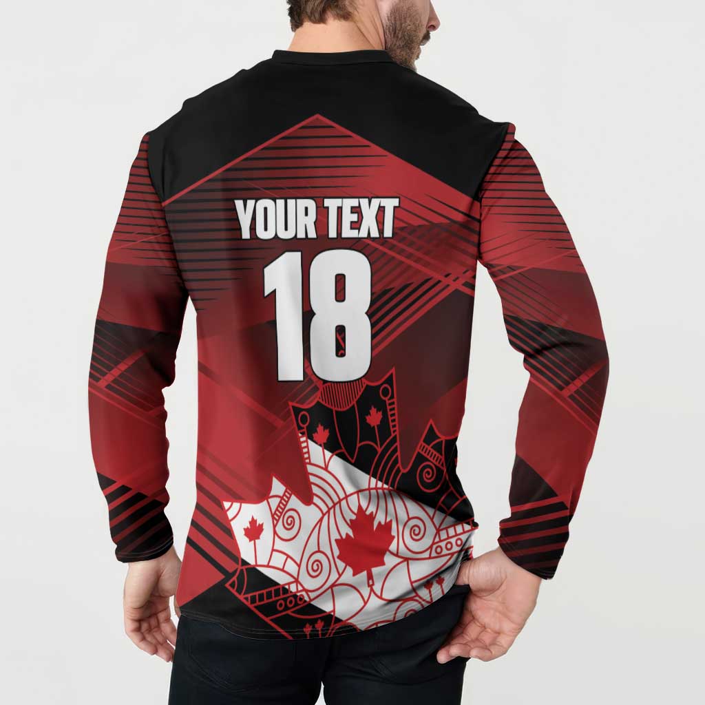 Custom Canada Soccer Button Sweatshirt Les Rouges Maple Leaf - Wonder Print Shop