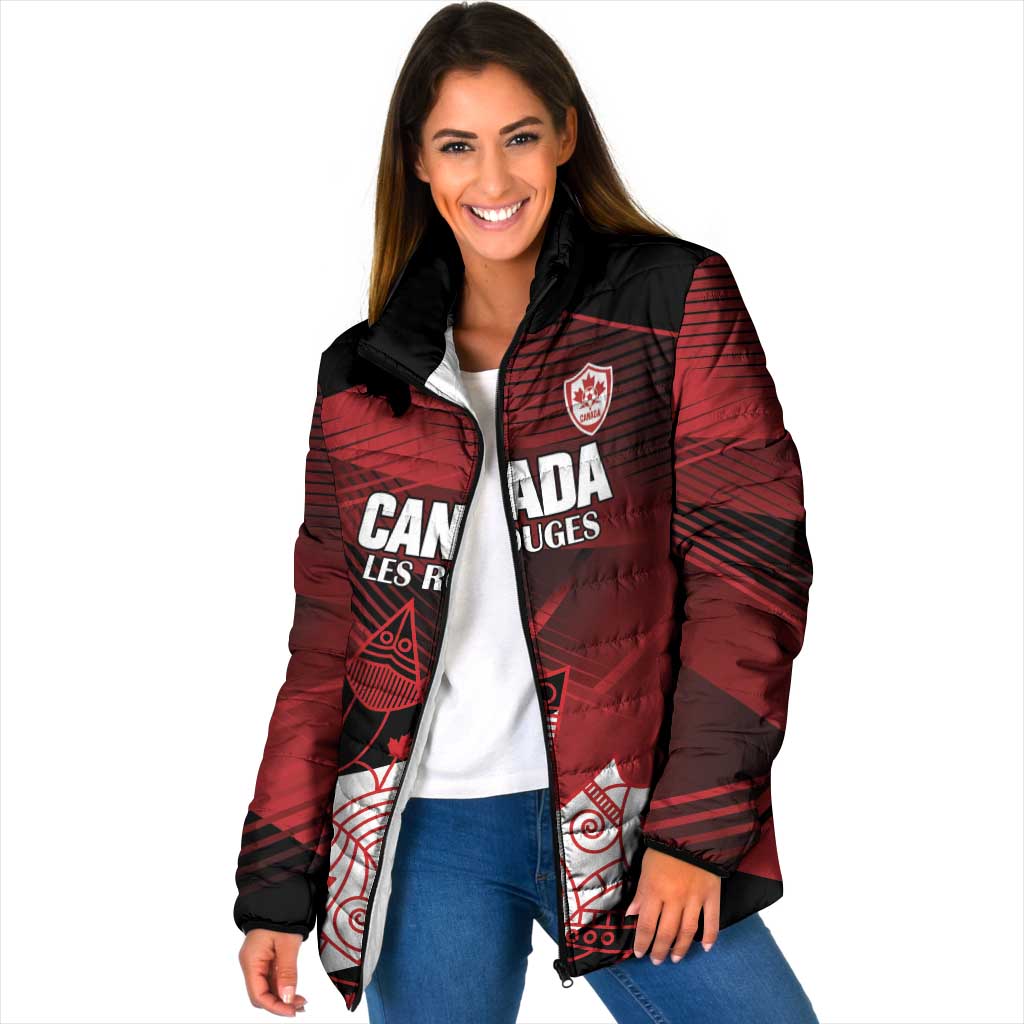 Custom Canada Soccer Padded Jacket Les Rouges Maple Leaf - Wonder Print Shop