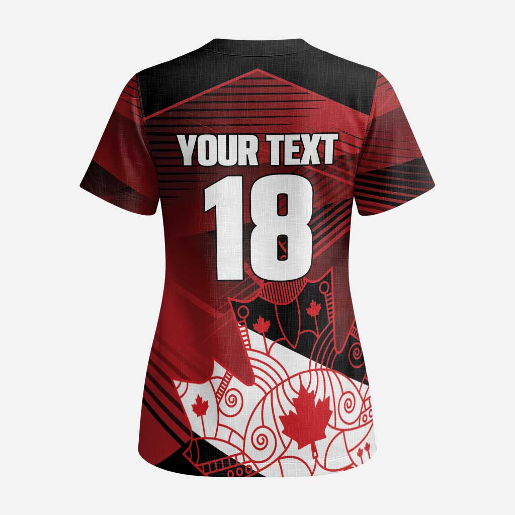 Custom Canada Soccer Scrub Top Les Rouges Maple Leaf - Wonder Print Shop