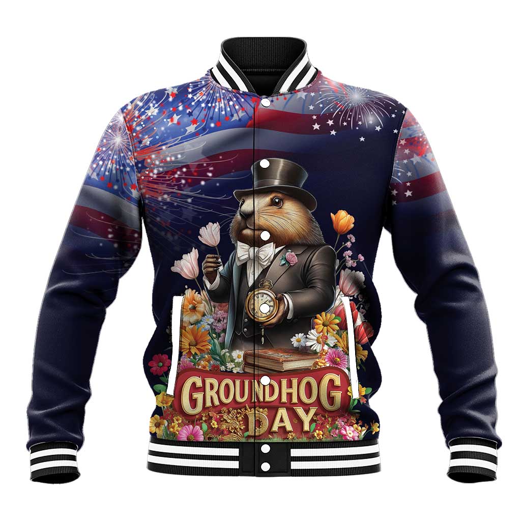 Groundhog Day Gentleman Baseball Jacket Same Day Again - Wonder Print Shop
