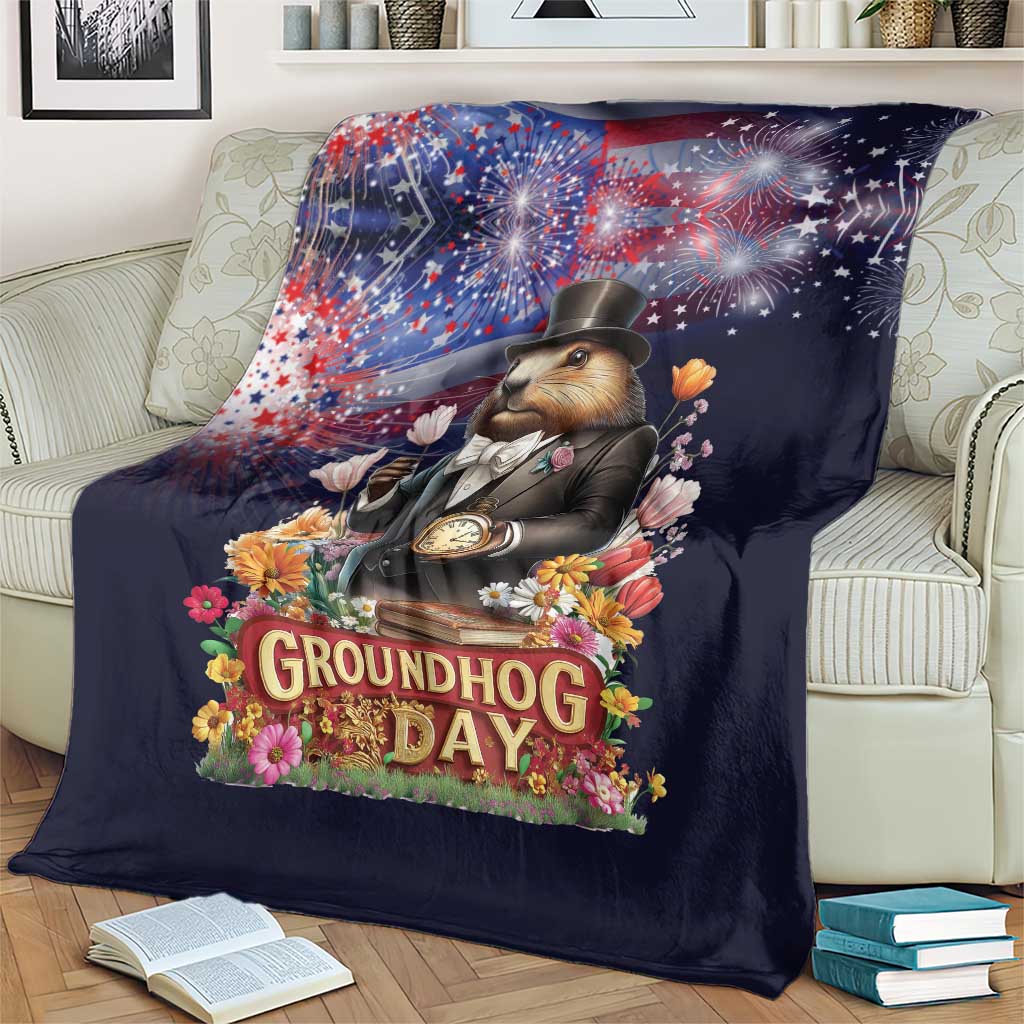 Groundhog Day Gentleman Blanket Same Day Again - Wonder Print Shop