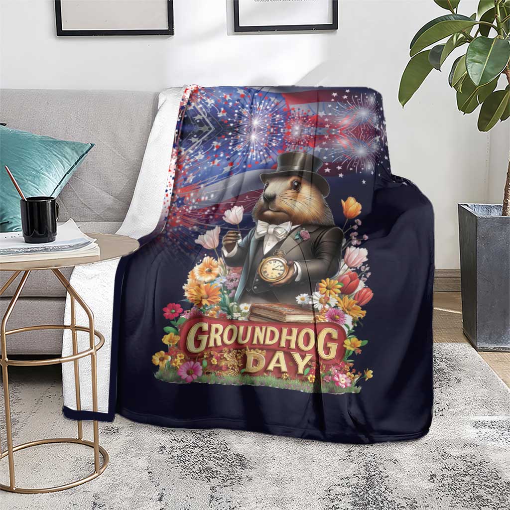 Groundhog Day Gentleman Blanket Same Day Again - Wonder Print Shop