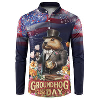 Groundhog Day Gentleman Button Sweatshirt Same Day Again - Wonder Print Shop