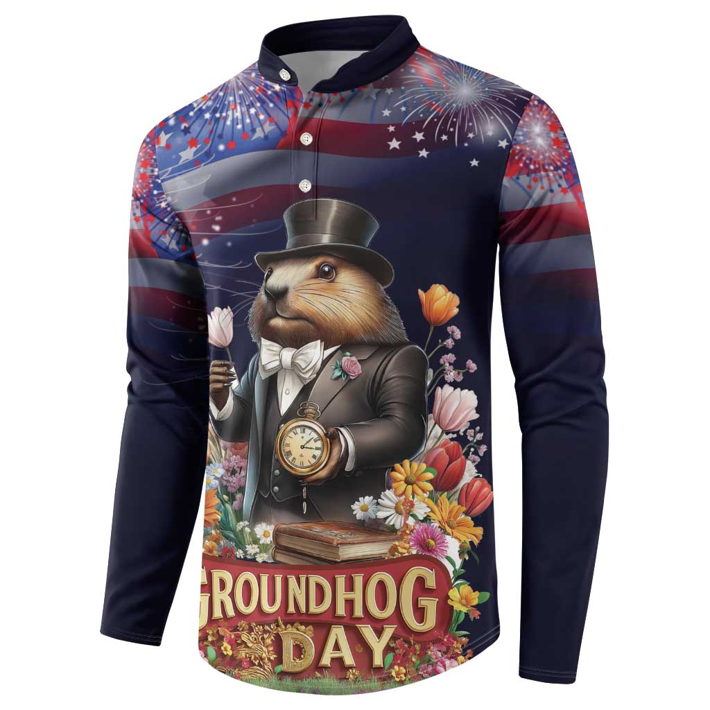 Groundhog Day Gentleman Button Sweatshirt Same Day Again - Wonder Print Shop