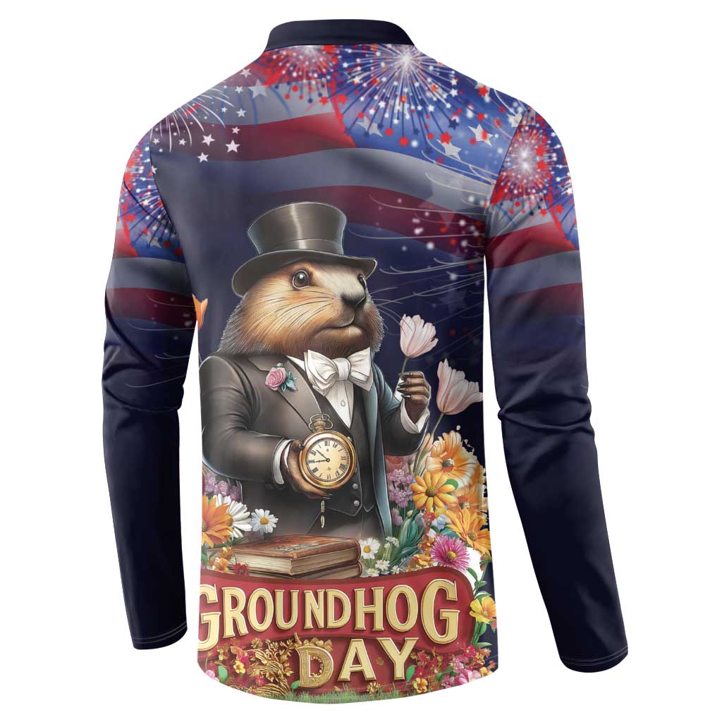 Groundhog Day Gentleman Button Sweatshirt Same Day Again - Wonder Print Shop