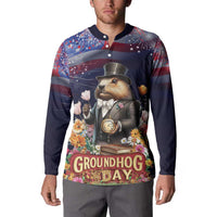 Groundhog Day Gentleman Button Sweatshirt Same Day Again - Wonder Print Shop