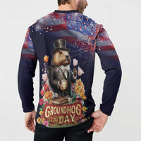 Groundhog Day Gentleman Button Sweatshirt Same Day Again - Wonder Print Shop