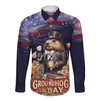 Groundhog Day Gentleman Long Sleeve Button Shirt Same Day Again - Wonder Print Shop