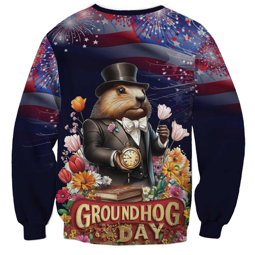 Groundhog Day Gentleman Sweatshirt Same Day Again - Wonder Print Shop