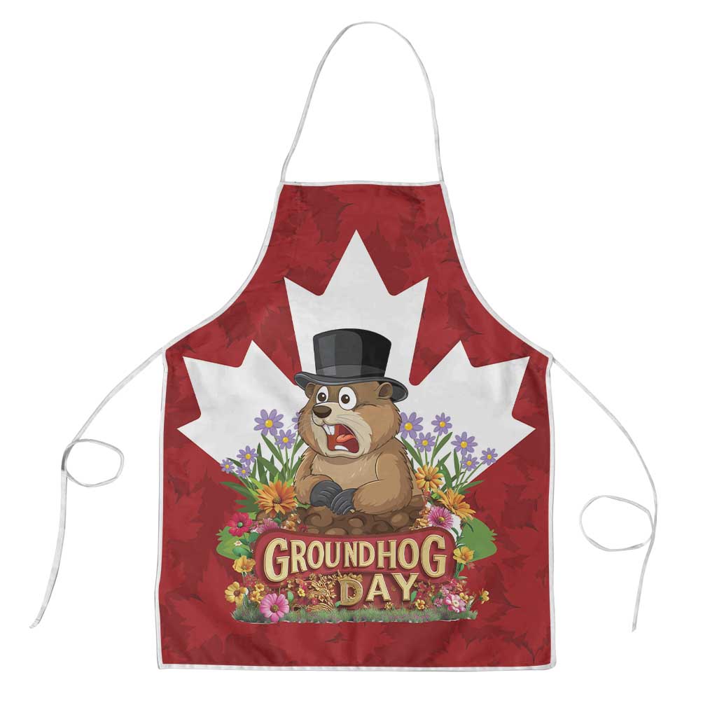 Funny Groundhog Day Apron Canadian Maple Leaf - Wonder Print Shop
