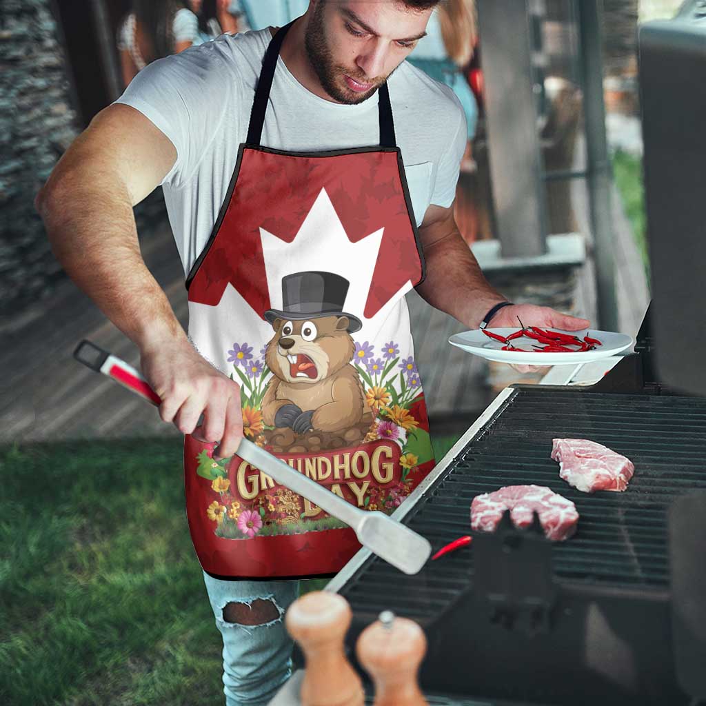 Funny Groundhog Day Apron Canadian Maple Leaf - Wonder Print Shop