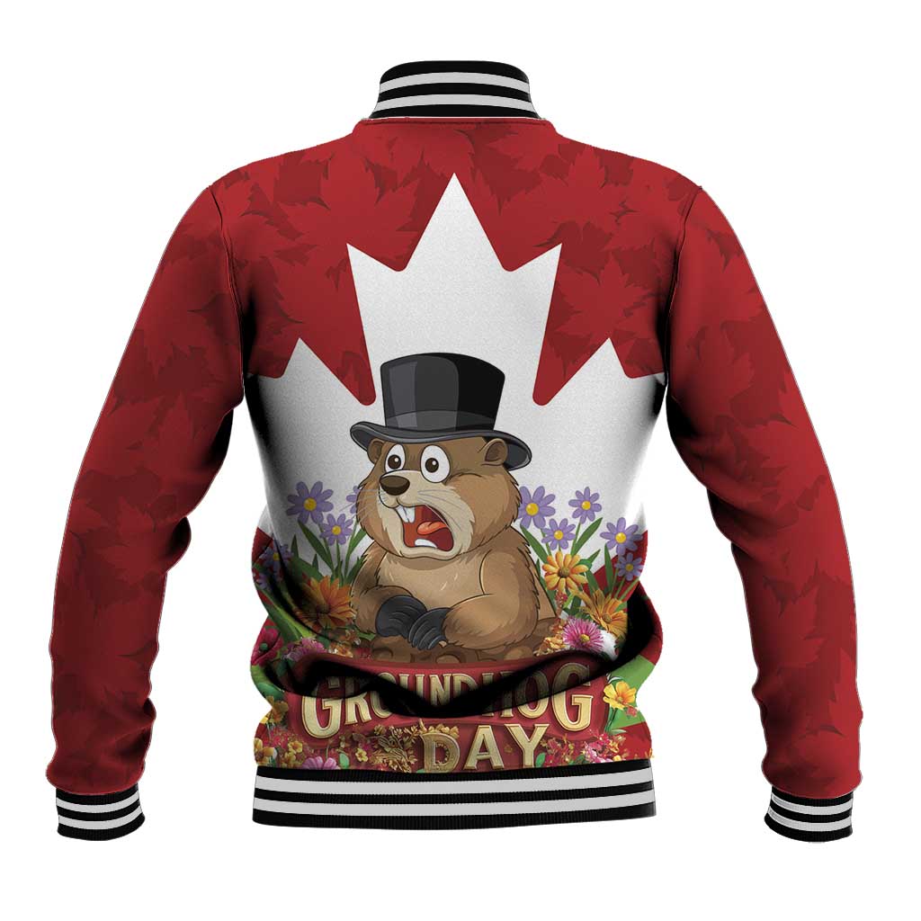 Funny Groundhog Day Baseball Jacket Canadian Maple Leaf - Wonder Print Shop