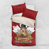 Funny Groundhog Day Bedding Set Canadian Maple Leaf - Wonder Print Shop