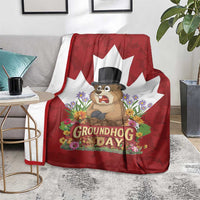 Funny Groundhog Day Blanket Canadian Maple Leaf - Wonder Print Shop