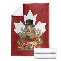 Funny Groundhog Day Blanket Canadian Maple Leaf - Wonder Print Shop