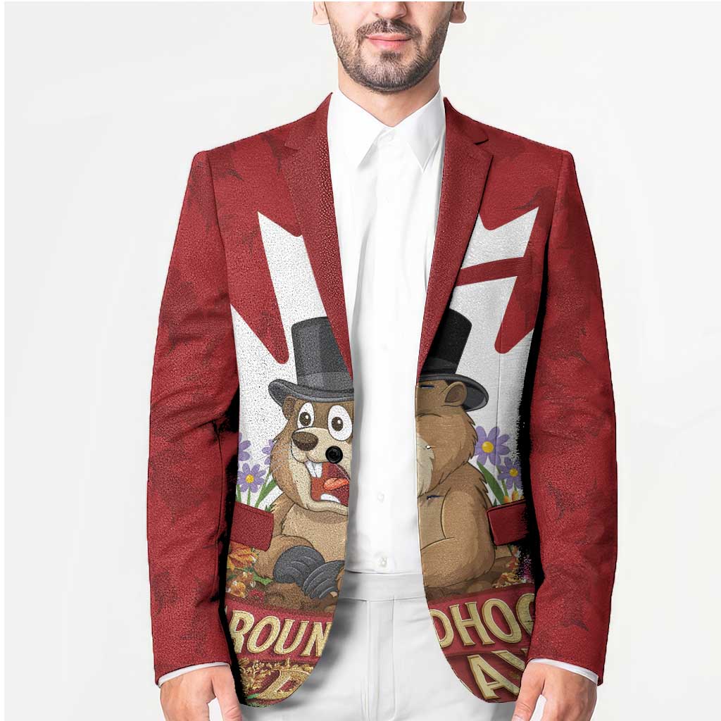 Funny Groundhog Day Blazer Canadian Maple Leaf - Wonder Print Shop