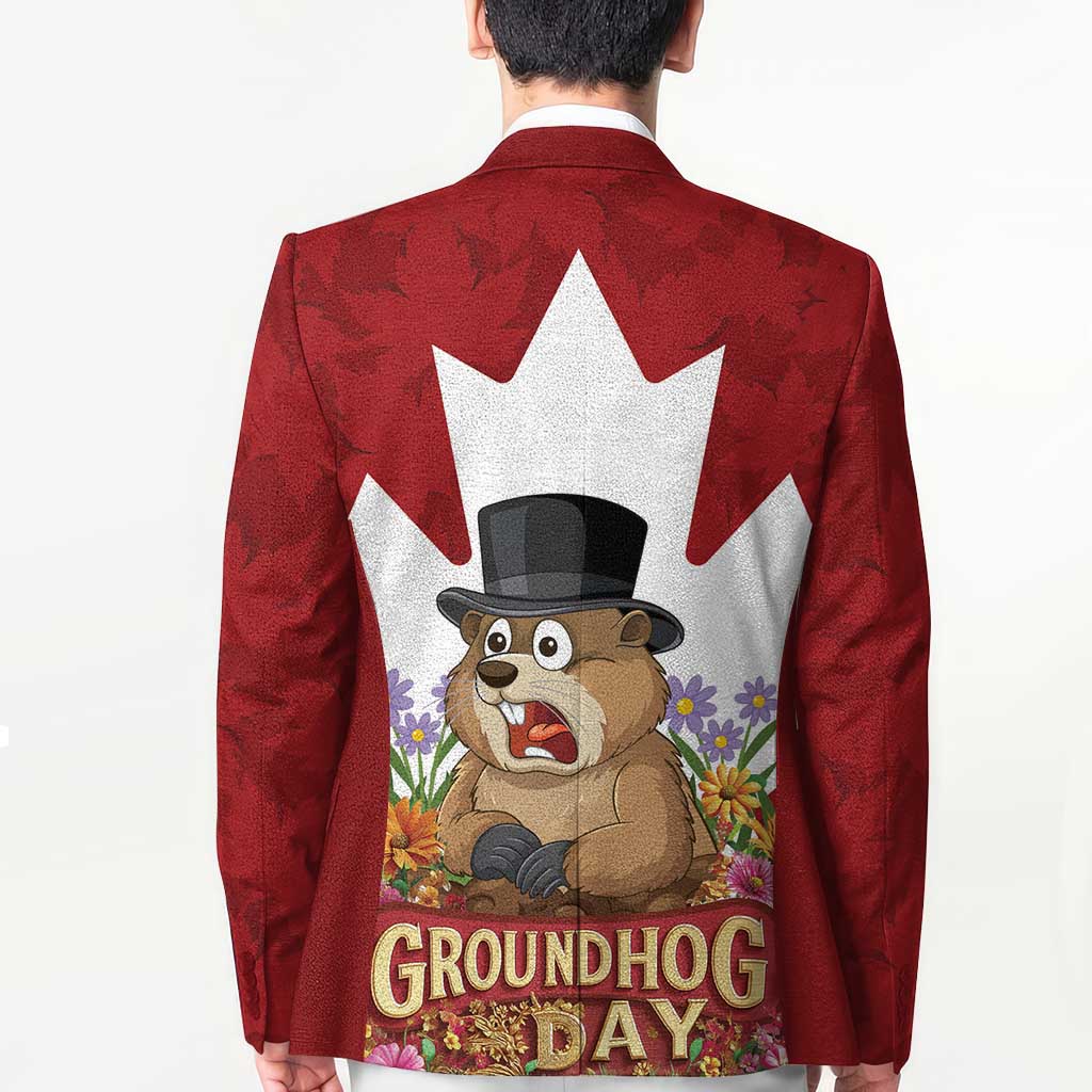 Funny Groundhog Day Blazer Canadian Maple Leaf - Wonder Print Shop