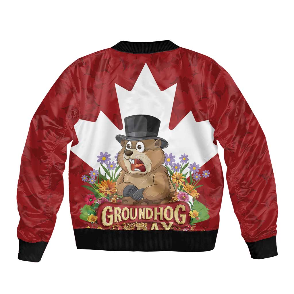 Funny Groundhog Day Bomber Jacket Canadian Maple Leaf - Wonder Print Shop