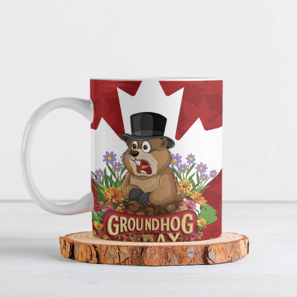 Funny Groundhog Day Ceramic Mug Canadian Maple Leaf - Wonder Print Shop