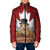 Funny Groundhog Day Padded Jacket Canadian Maple Leaf - Wonder Print Shop