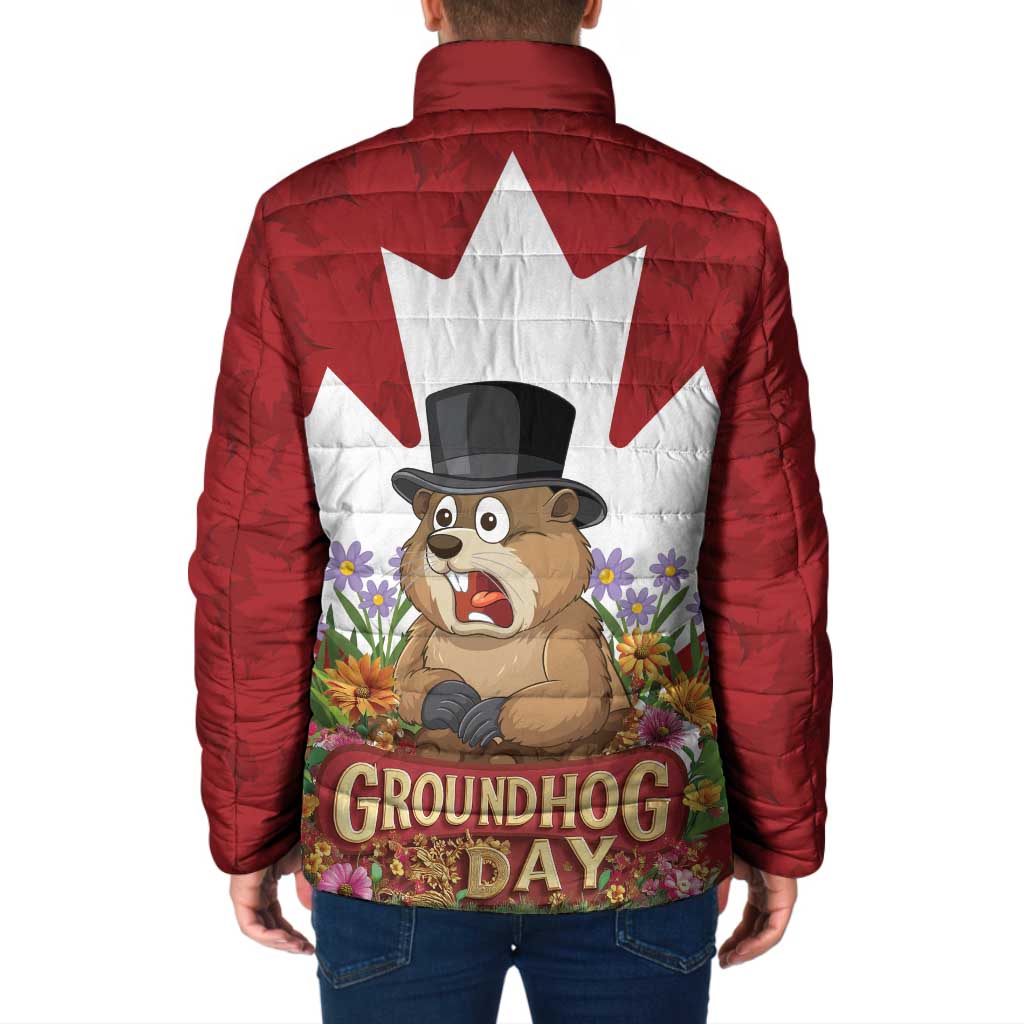 Funny Groundhog Day Padded Jacket Canadian Maple Leaf - Wonder Print Shop