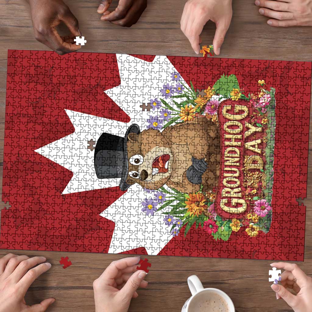 Funny Groundhog Day Puzzle Canadian Maple Leaf - Wonder Print Shop