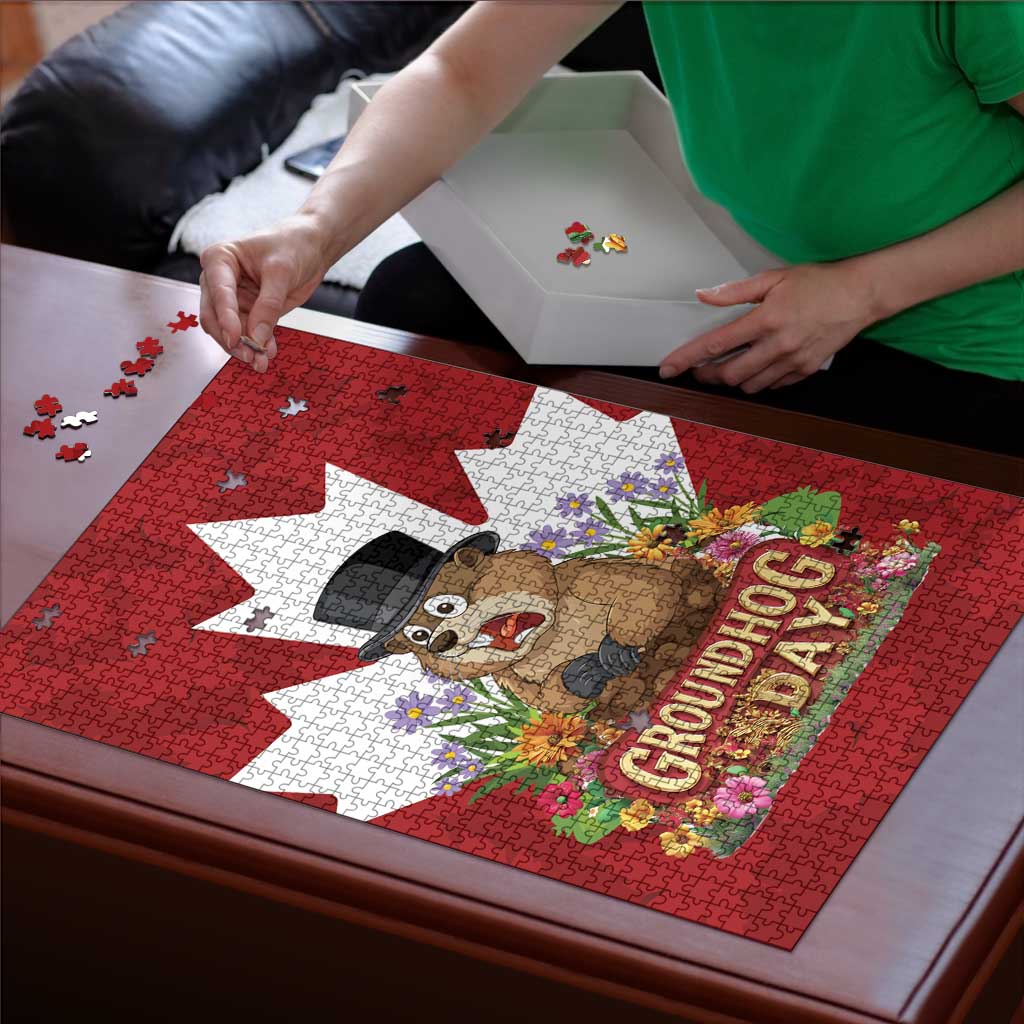 Funny Groundhog Day Puzzle Canadian Maple Leaf - Wonder Print Shop